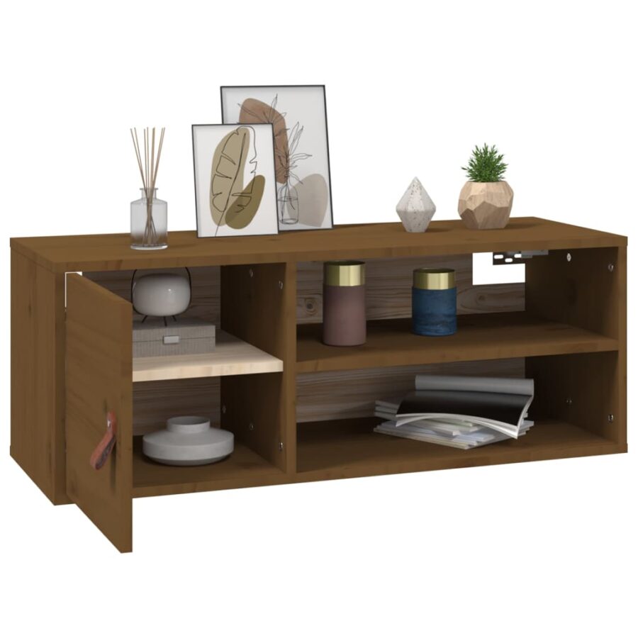 Wandkast 80x30x30 cm massief grenenhout honingbruin - Afbeelding 5