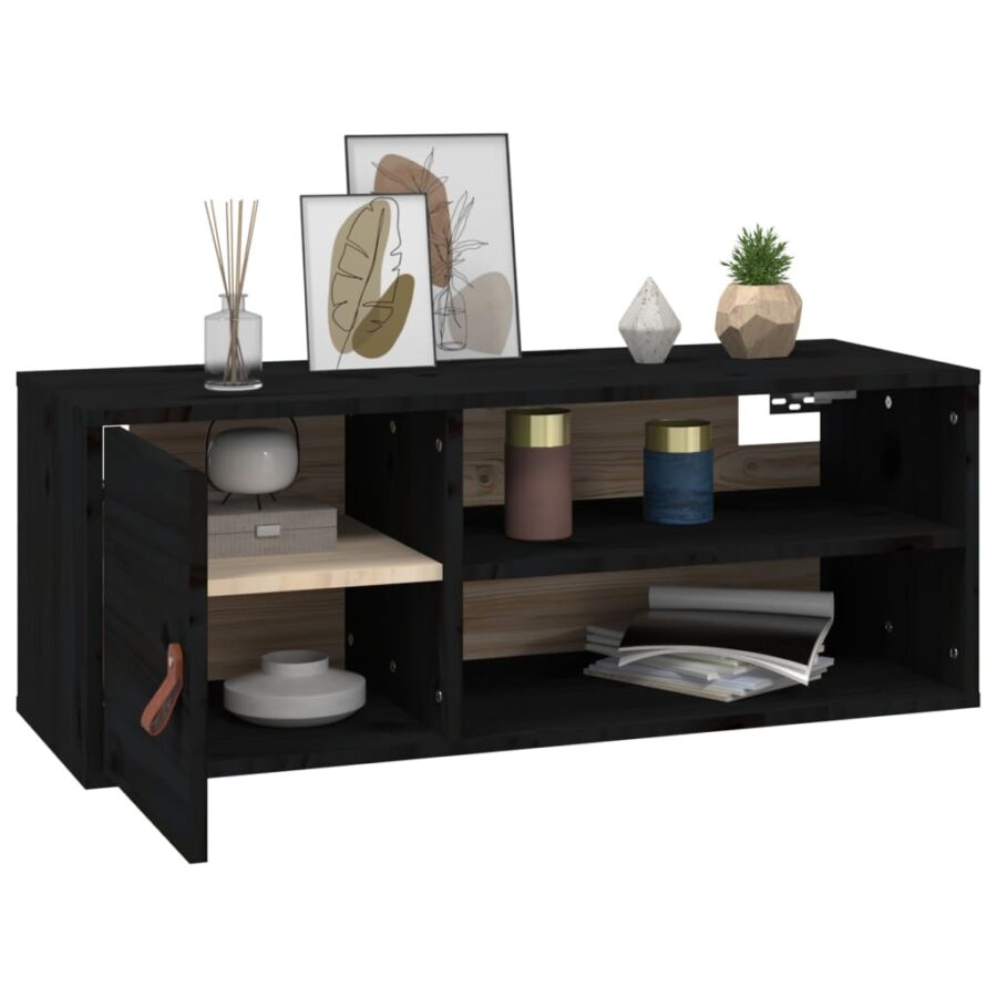 Wandkasten 2 st 80x30x30 cm massief grenenhout zwart - Afbeelding 5