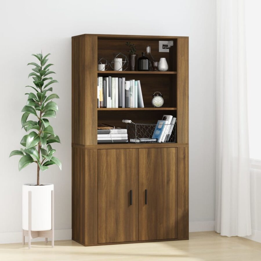 Wandkast 80x33x80 cm bewerkt hout bruin eikenkleur - Afbeelding 6