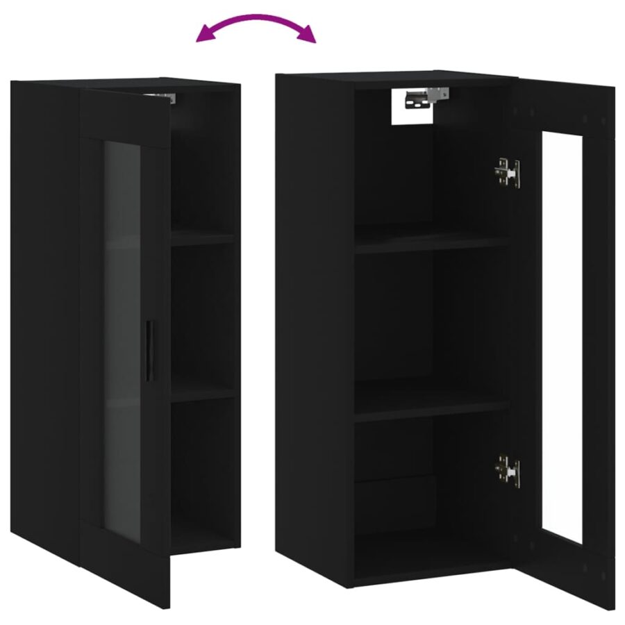 Wandkast 34,5x34x90 cm zwart - Afbeelding 10