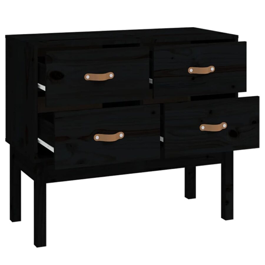 Wandkast 90x40x78 cm massief grenenhout zwart - Afbeelding 4