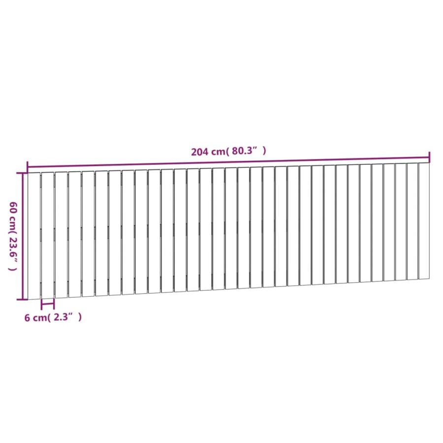 Wandhoofdbord 204x3x60 cm massief grenenhout grijs - Afbeelding 8