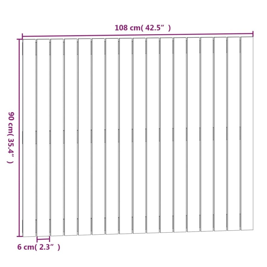 Wandhoofdbord 108x3x90 cm massief grenenhout zwart - Afbeelding 8