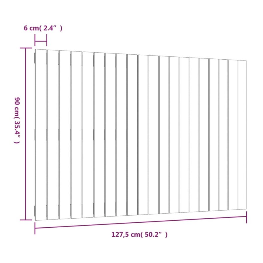 Wandhoofdbord 127,5x3x90 cm massief grenenhout grijs - Afbeelding 8