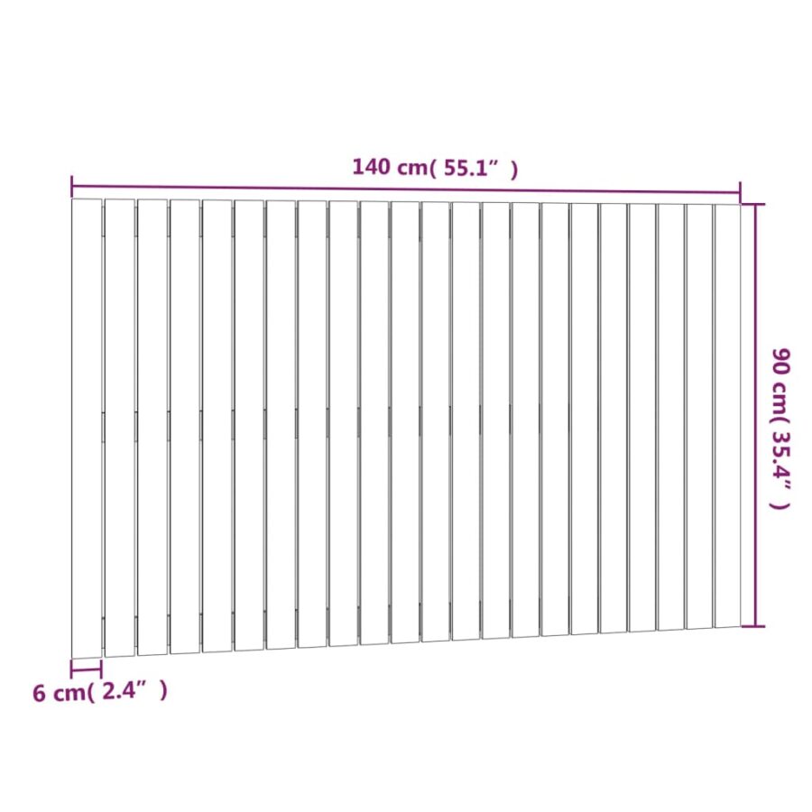 Wandhoofdbord 140x3x90 cm massief grenenhout honingbruin - Afbeelding 8