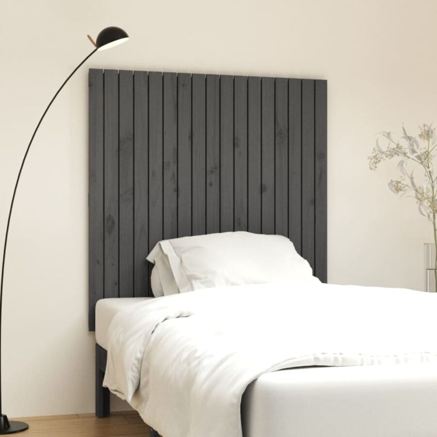 Wandhoofdbord 108x3x110 cm massief grenenhout grijs