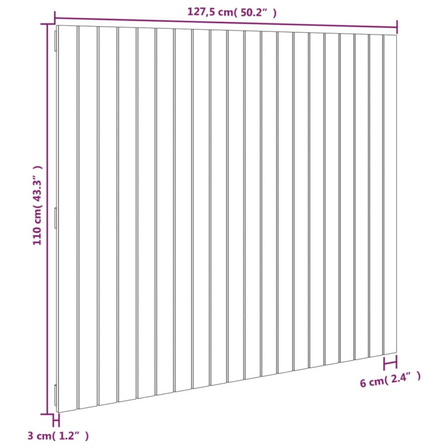 Wandhoofdbord 127,5x3x110 cm massief grenenhout - Afbeelding 8