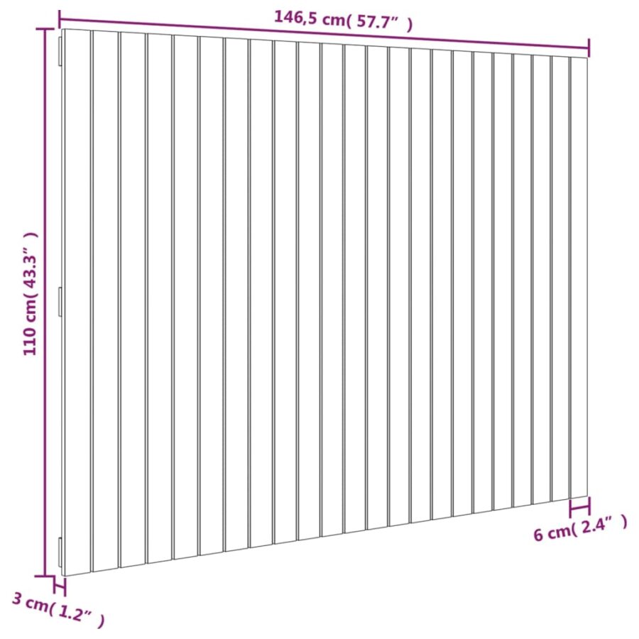 Wandhoofdbord 146,5x3x110 cm massief grenenhout wit - Afbeelding 8
