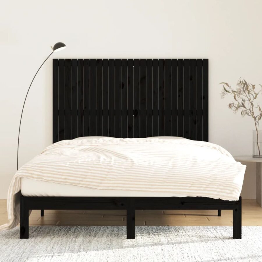Wandhoofdbord 159,5x3x110 cm massief grenenhout zwart - Afbeelding 3
