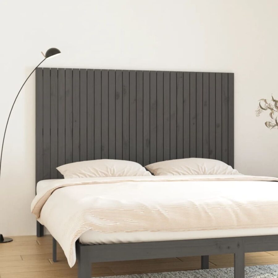 Wandhoofdbord 185x3x110 cm massief grenenhout grijs