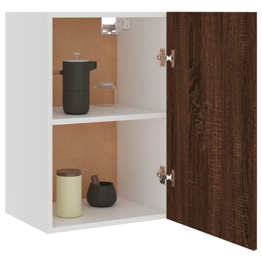 Wandkast 39,5x31x60 cm bewerkt hout bruin eikenkleur - Afbeelding 6