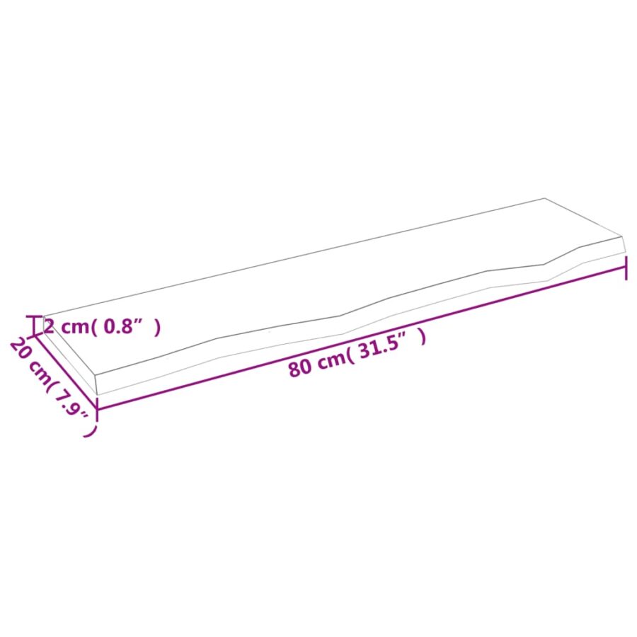 Wandschap 80x20x2 cm onbehandeld massief eikenhout - Afbeelding 7