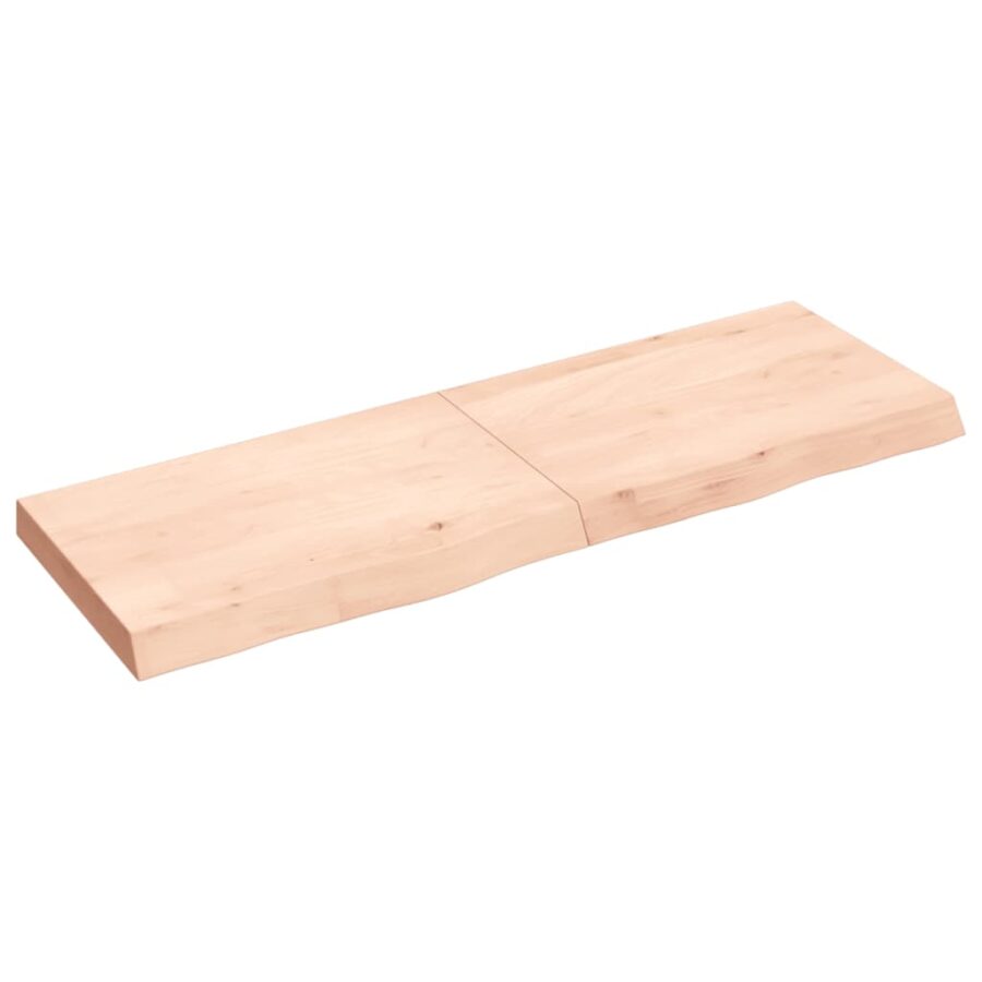 Wandschap 120x40x(2-6) cm onbehandeld massief eikenhout - Afbeelding 2
