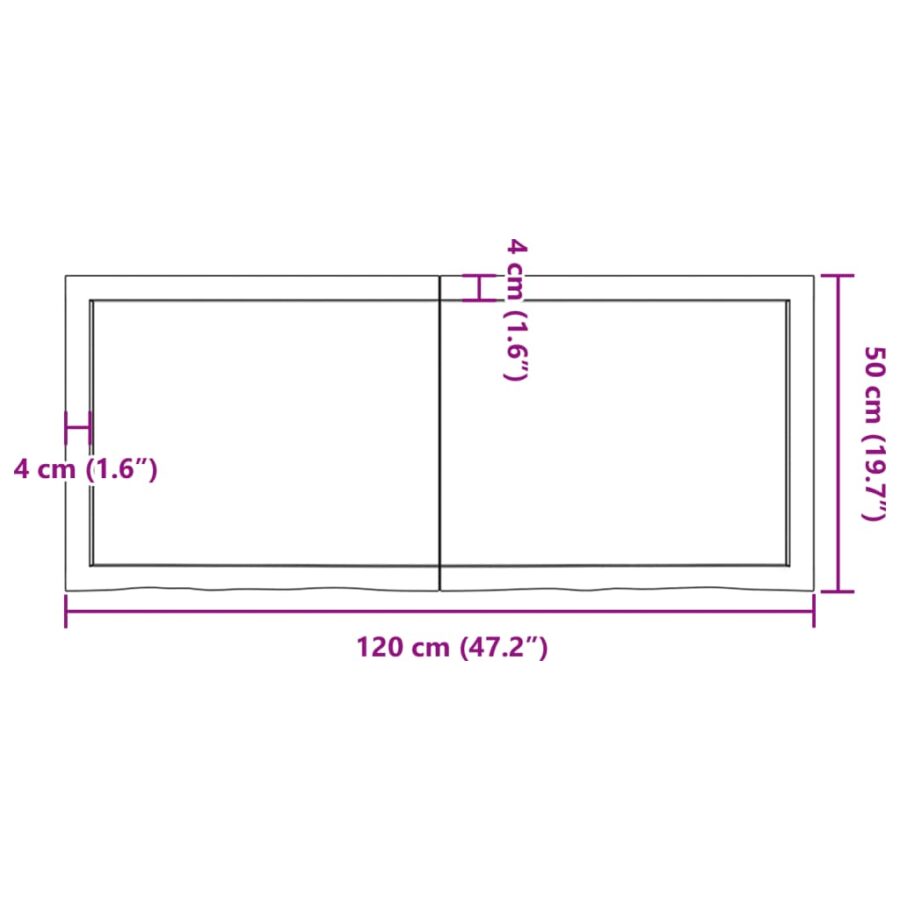 Wandschap 120x50x(2-4) cm onbehandeld massief eikenhout - Afbeelding 11