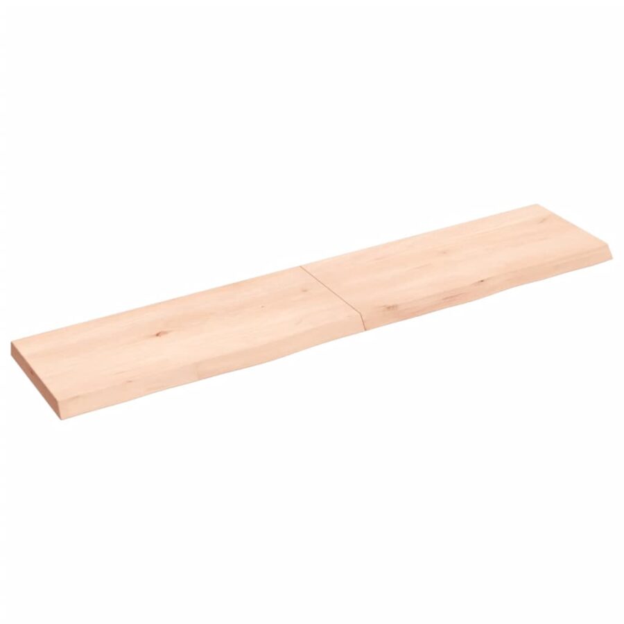 Wandschap 140x30x(2-4) cm onbehandeld massief eikenhout - Afbeelding 2
