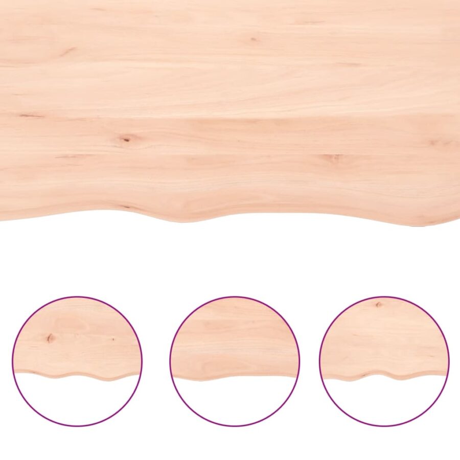 Wandschap 140x30x(2-6) cm onbehandeld massief eikenhout - Afbeelding 6