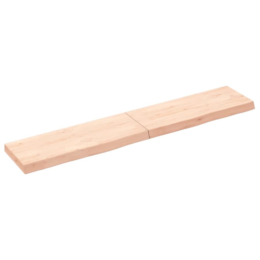 Wandschap 160x30x(2-6) cm onbehandeld massief eikenhout - Afbeelding 2