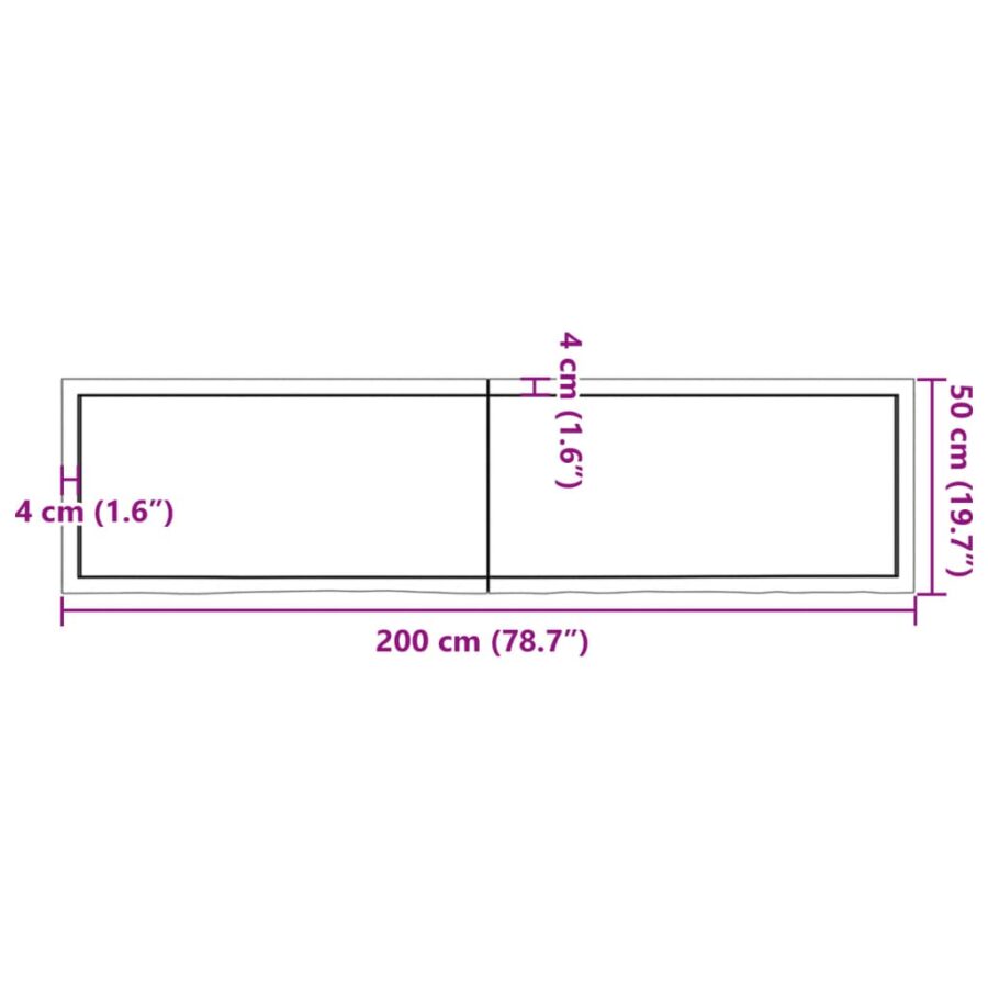 Wandschap 200x50x(2-6) cm onbehandeld massief eikenhout - Afbeelding 11