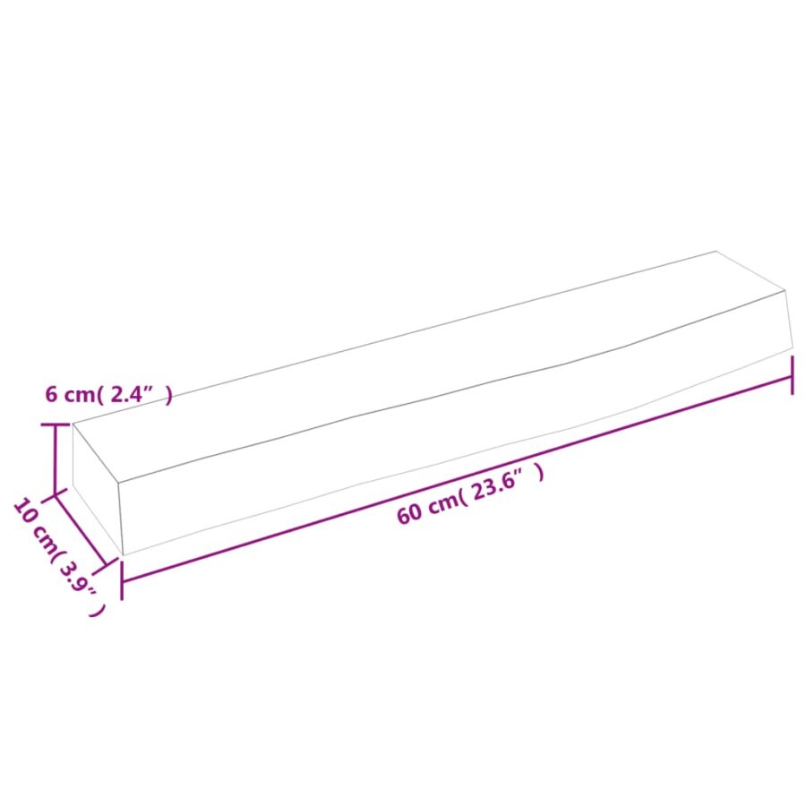 Wandschap 60x10x6 cm behandeld massief eikenhout lichtbruin - Afbeelding 7