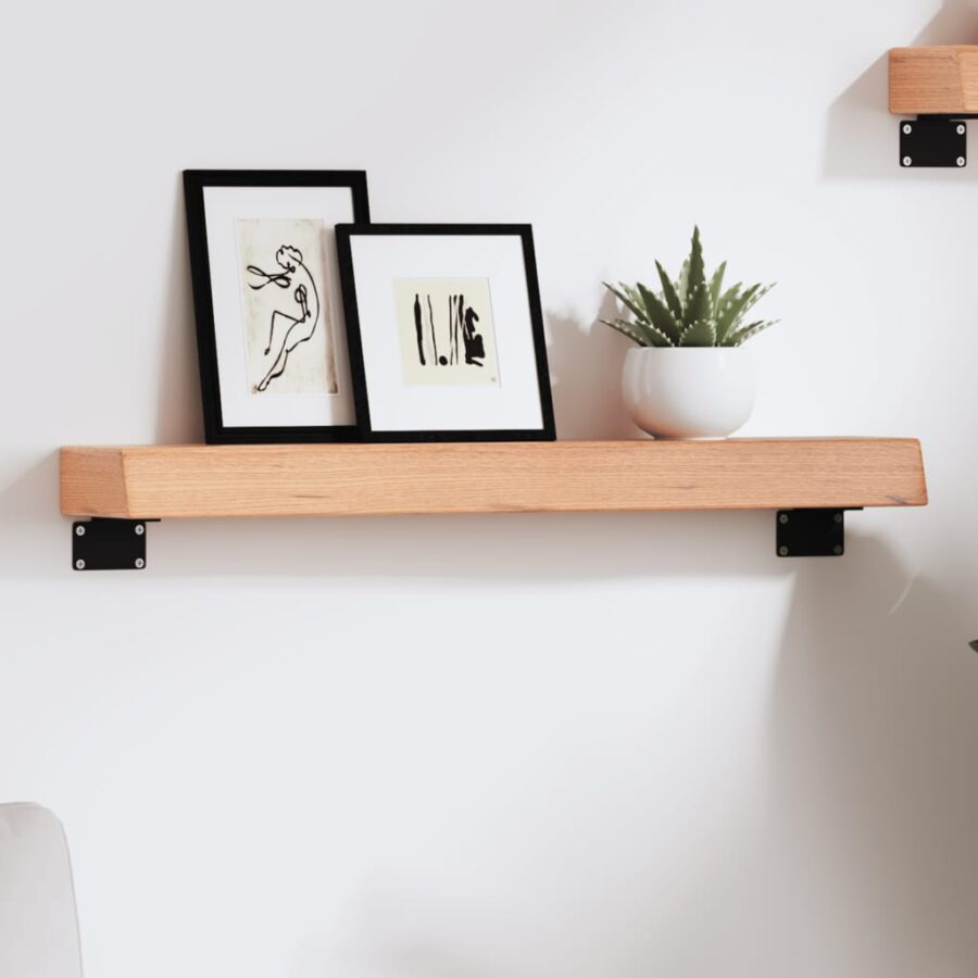 Wandschap 60x10x6 cm behandeld massief eikenhout lichtbruin