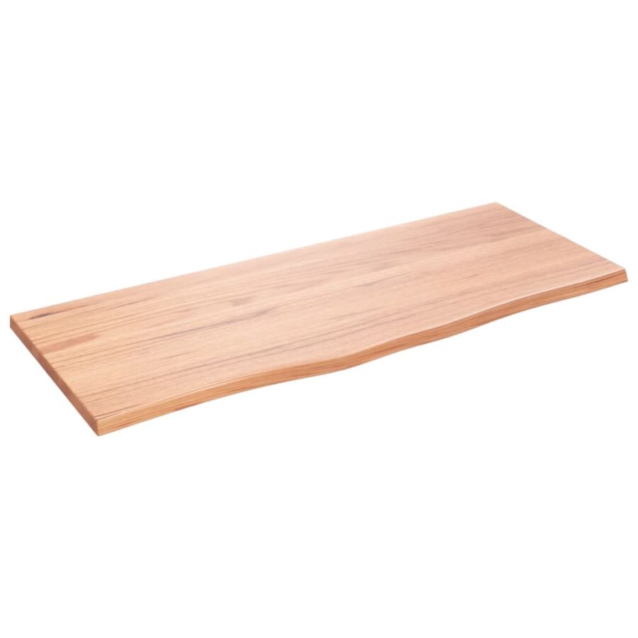 Wandschap 100x40x2 cm behandeld massief eikenhout lichtbruin - Afbeelding 2