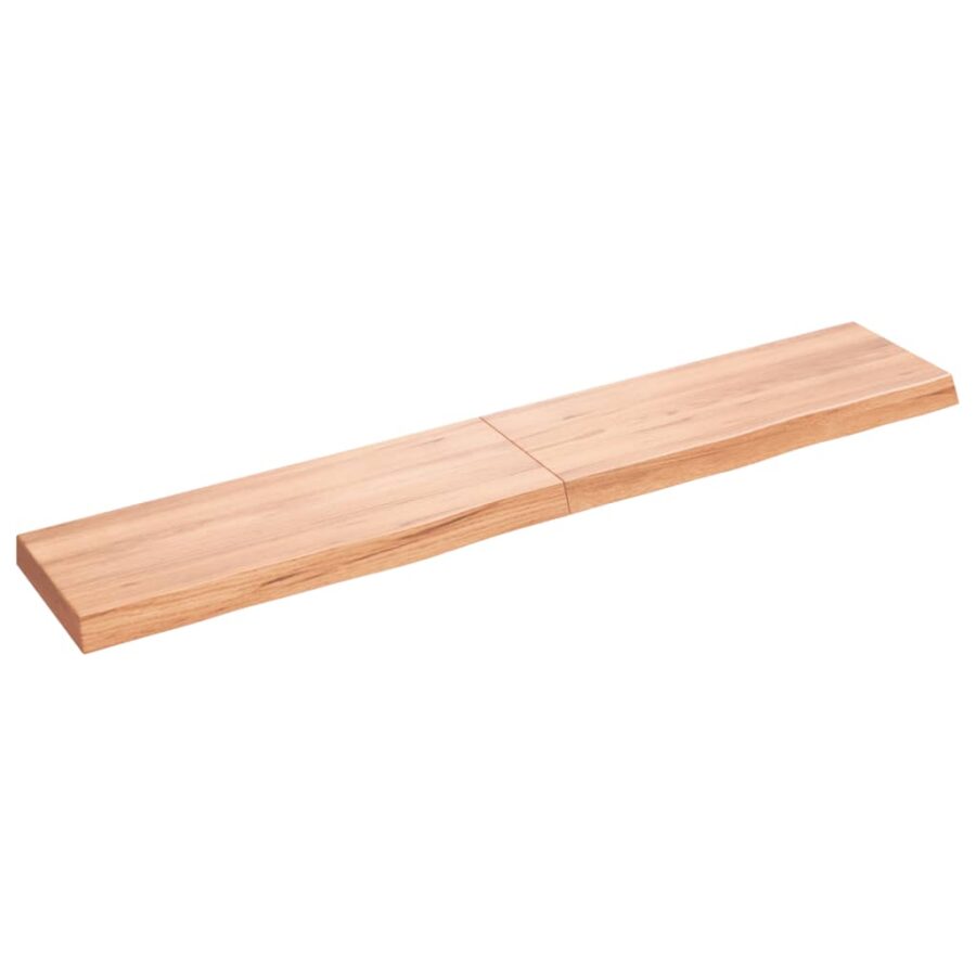 Wandschap 160x30x(2-6)cm behandeld massief eikenhout lichtbruin - Afbeelding 2