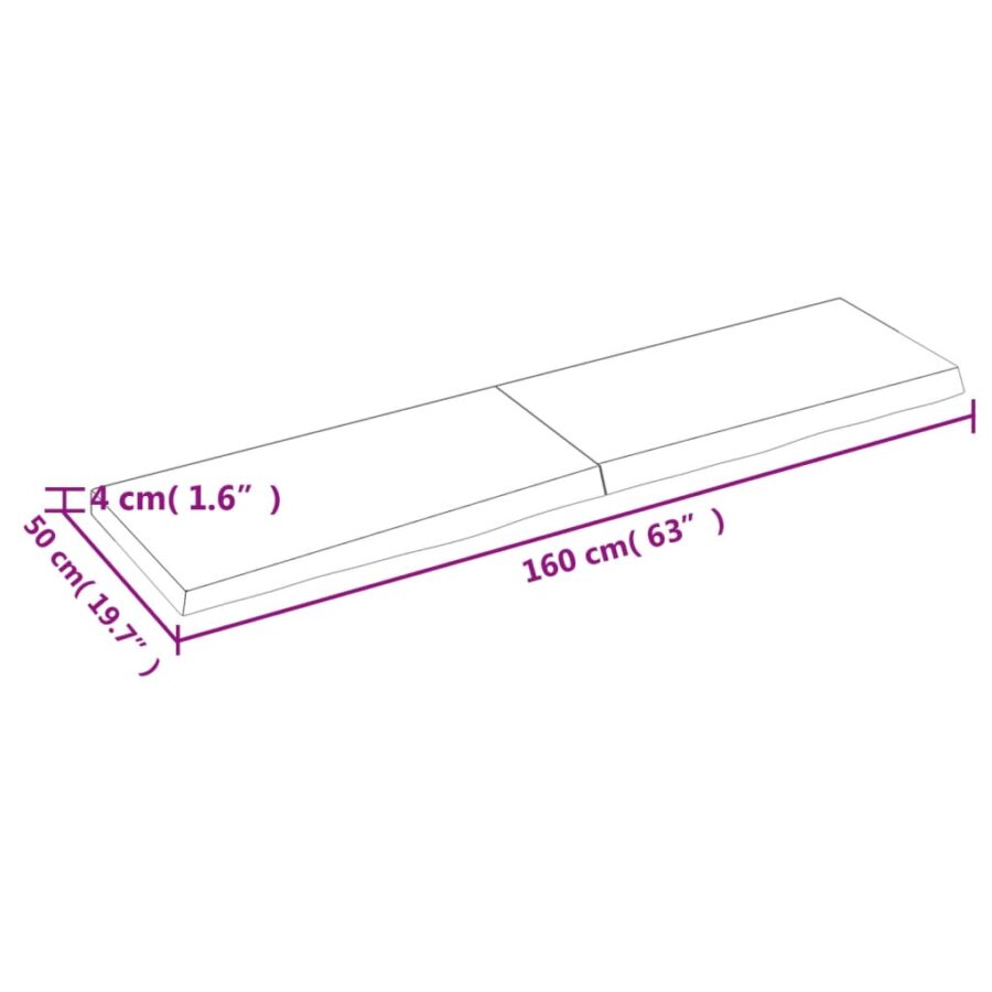 Wandschap 160x50x(2-4)cm behandeld massief eikenhout lichtbruin - Afbeelding 10