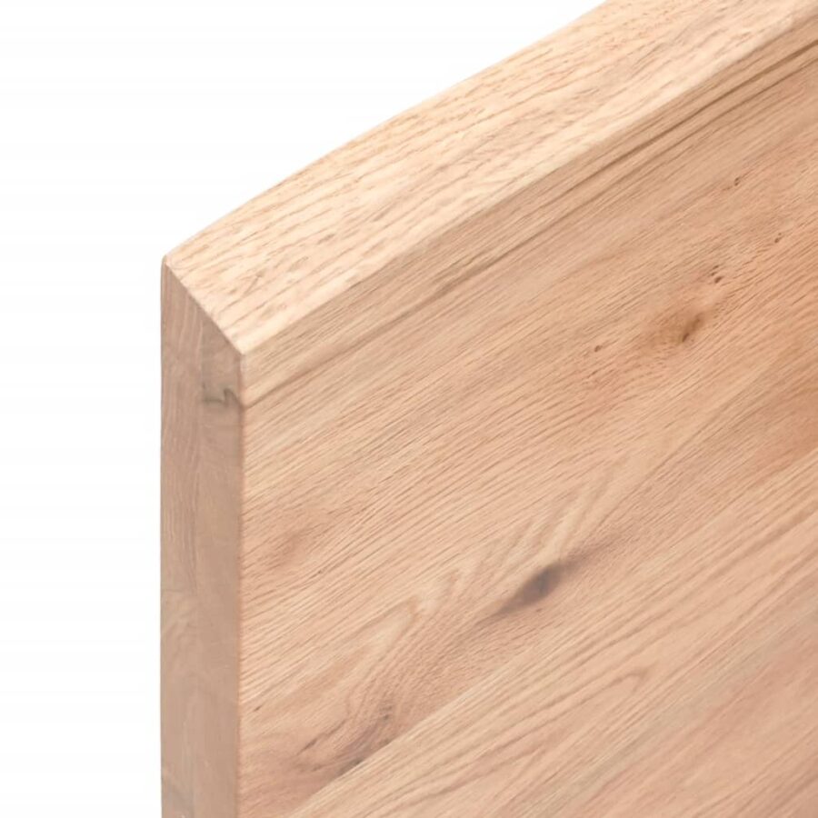 Wandschap 180x40x(2-4)cm behandeld massief eikenhout lichtbruin - Afbeelding 9