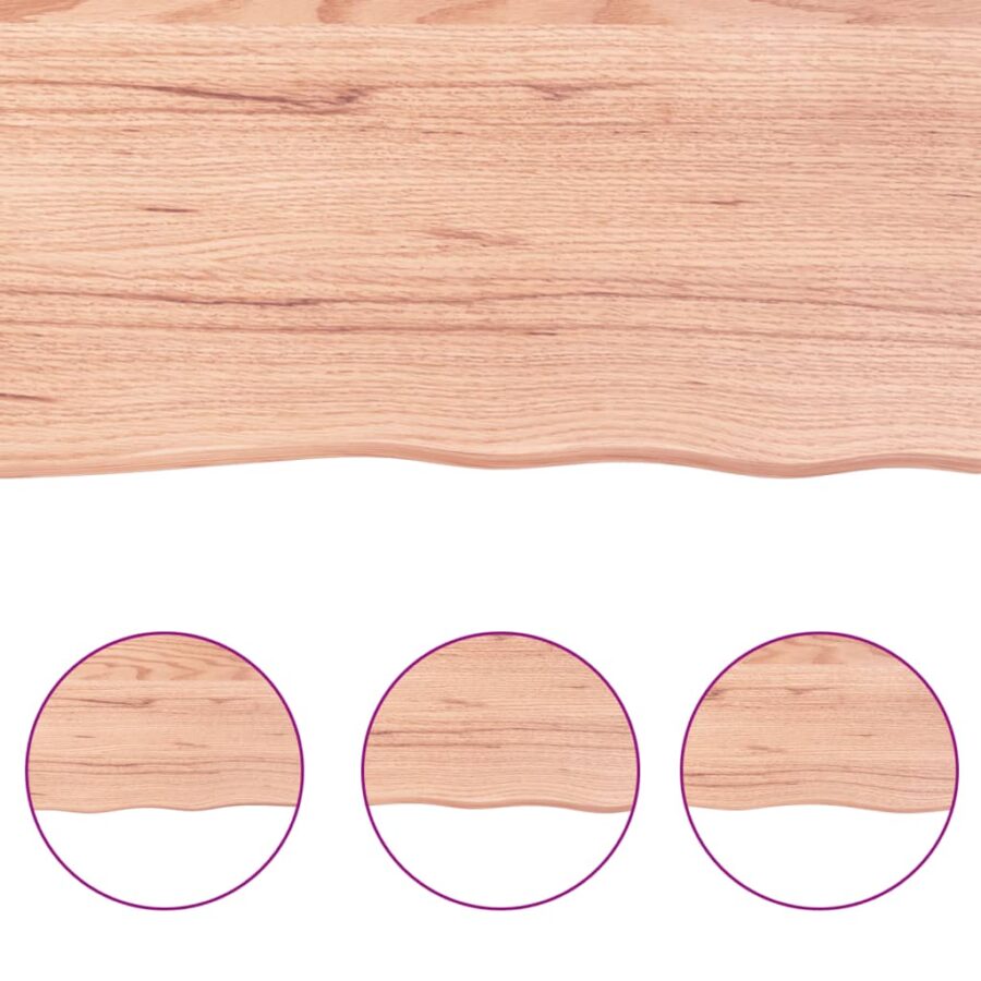 Wandschap 200x40x(2-4)cm behandeld massief eikenhout lichtbruin - Afbeelding 6