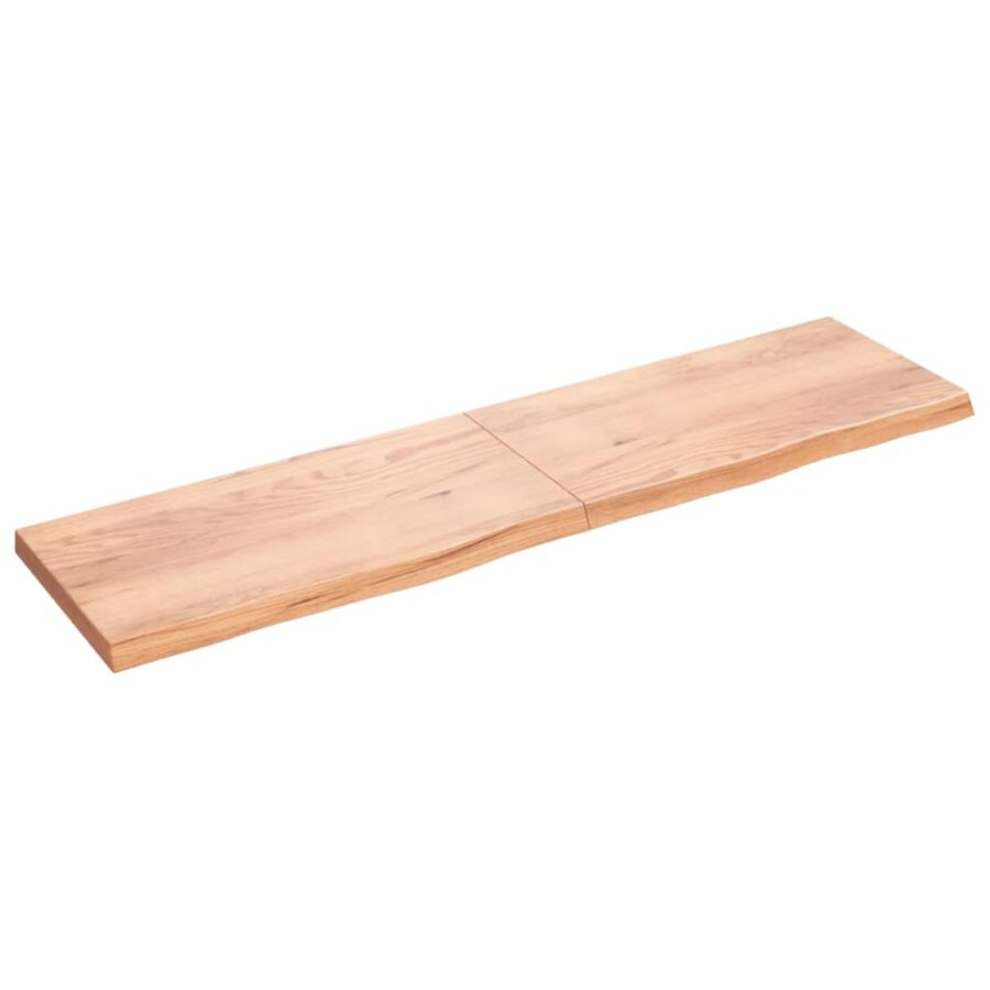 Wandschap 200x50x(2-6)cm behandeld massief eikenhout lichtbruin - Afbeelding 2