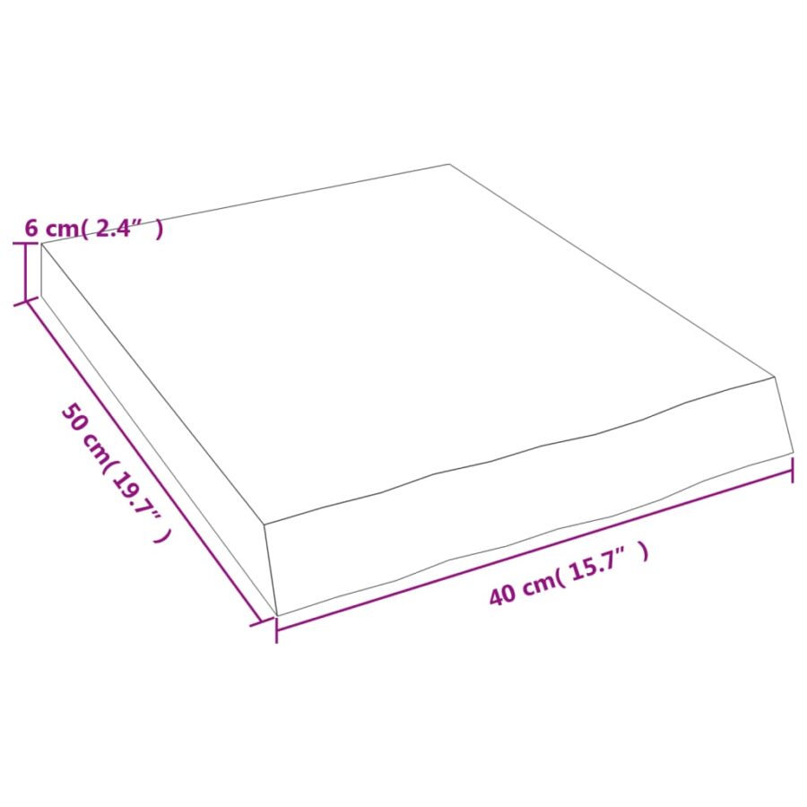 Wandschap 40x50x(2-6)cm behandeld massief eikenhout donkerbruin - Afbeelding 9