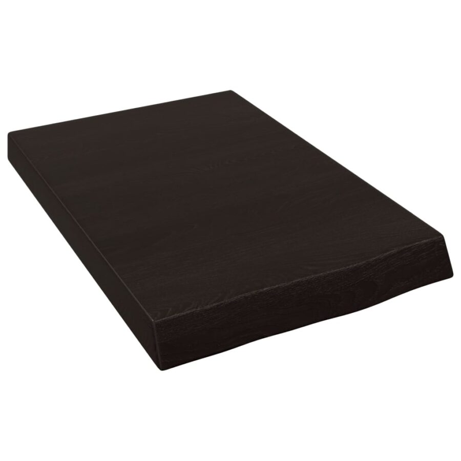 Wandschap 40x60x(2-6)cm behandeld massief eikenhout donkerbruin - Afbeelding 2