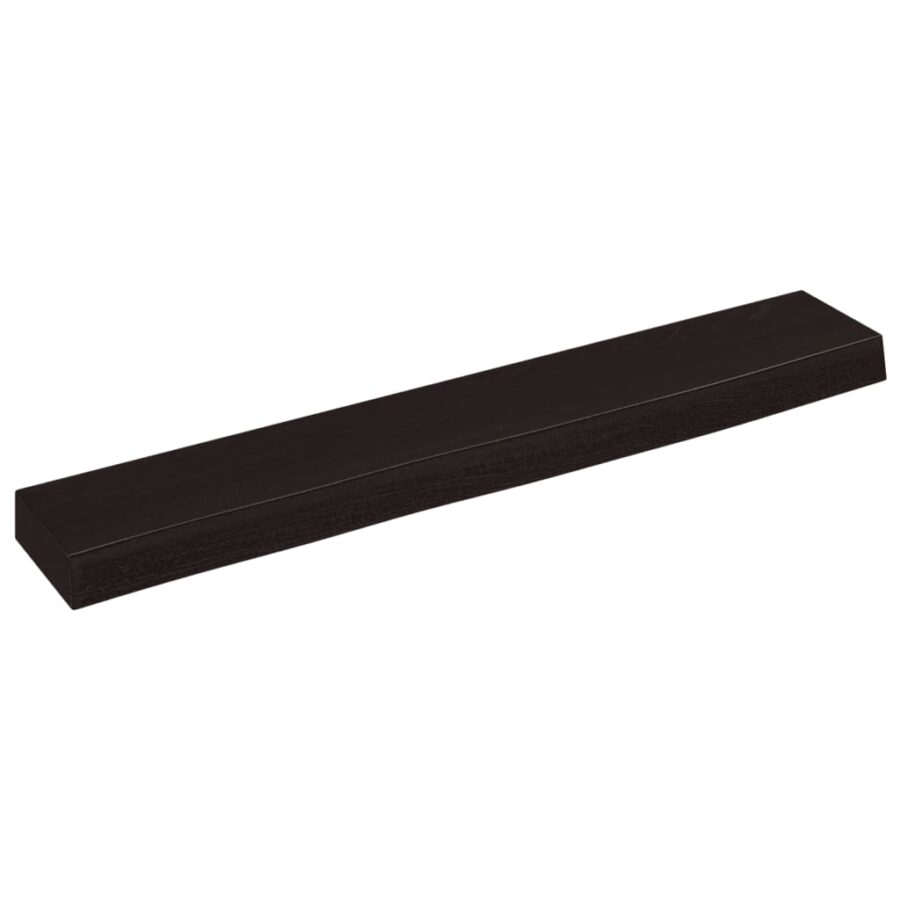 Wandschap 60x10x4 cm behandeld massief eikenhout donkerbruin - Afbeelding 2