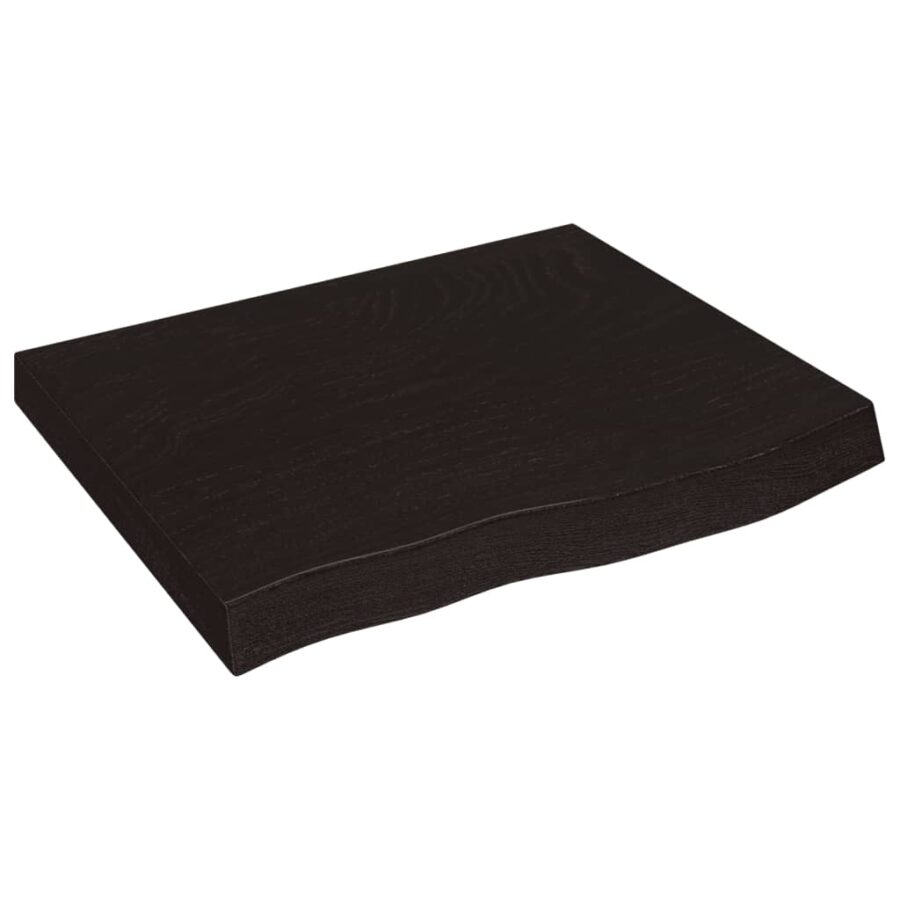 Wandschap 60x50x(2-6)cm behandeld massief eikenhout donkerbruin - Afbeelding 2