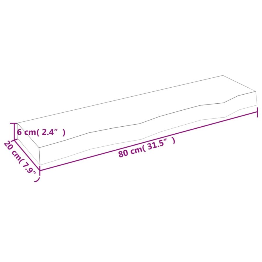 Wandschap 80x20x6 cm behandeld massief eikenhout donkerbruin - Afbeelding 7