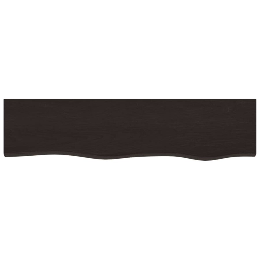 Wandschap 80x30x2 cm behandeld massief eikenhout donkerbruin - Afbeelding 4