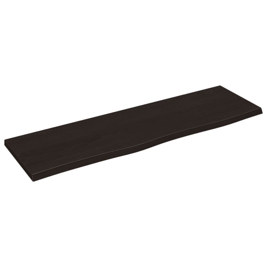 Wandschap 100x30x2 cm behandeld massief eikenhout donkerbruin - Afbeelding 2