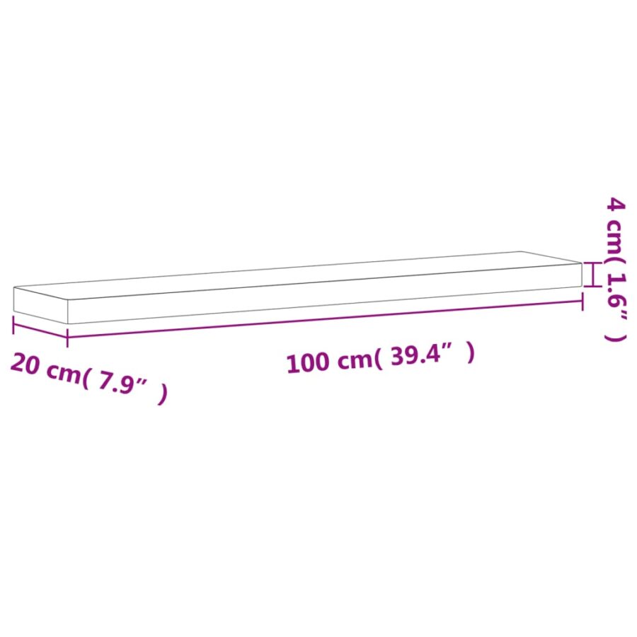 Wandschap 100x20x4 cm massief beukenhout - Afbeelding 6