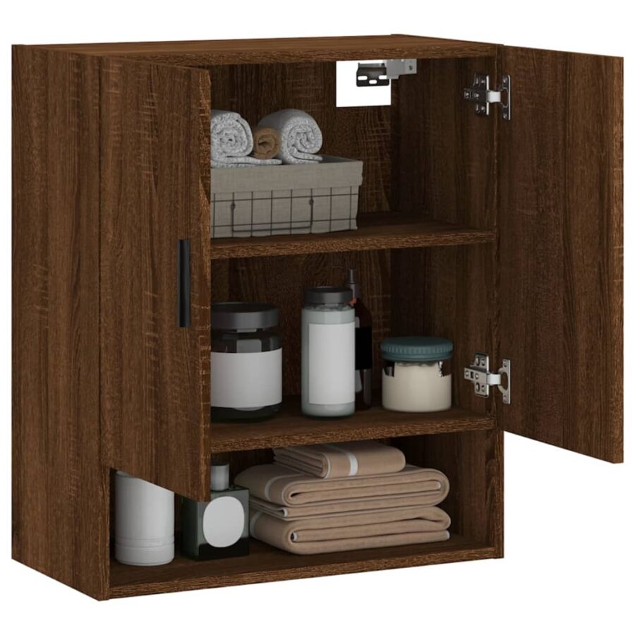 Wandkast 60x31x70 cm bewerkt hout bruin eikenkleur - Afbeelding 4
