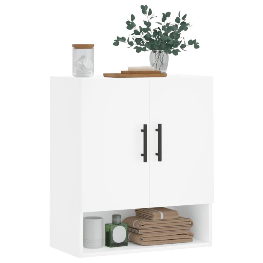 Wandkast 60x31x70 cm bewerkt hout wit - Afbeelding 3