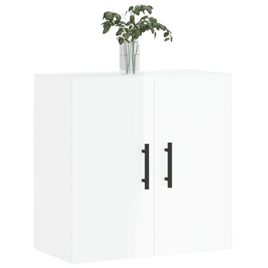 Wandkast 60x31x60 cm bewerkt hout hoogglans wit - Afbeelding 3