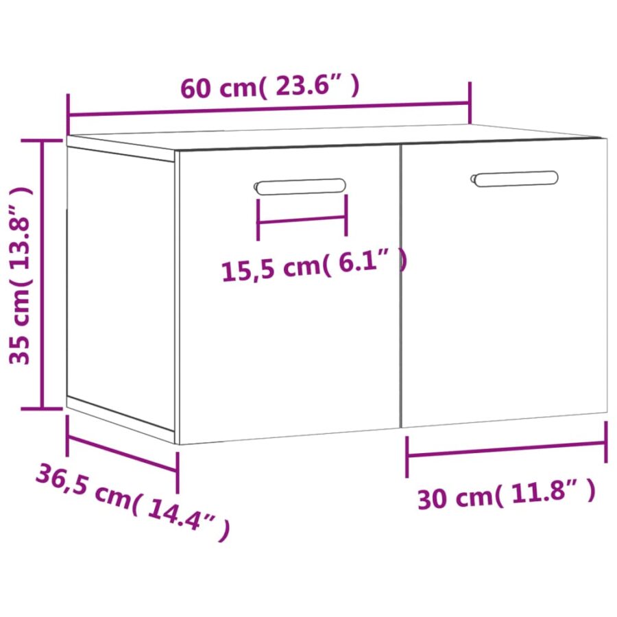 Wandkast 60x36,5x35 cm bewerkt hout grijs sonoma eikenkleurig - Afbeelding 12