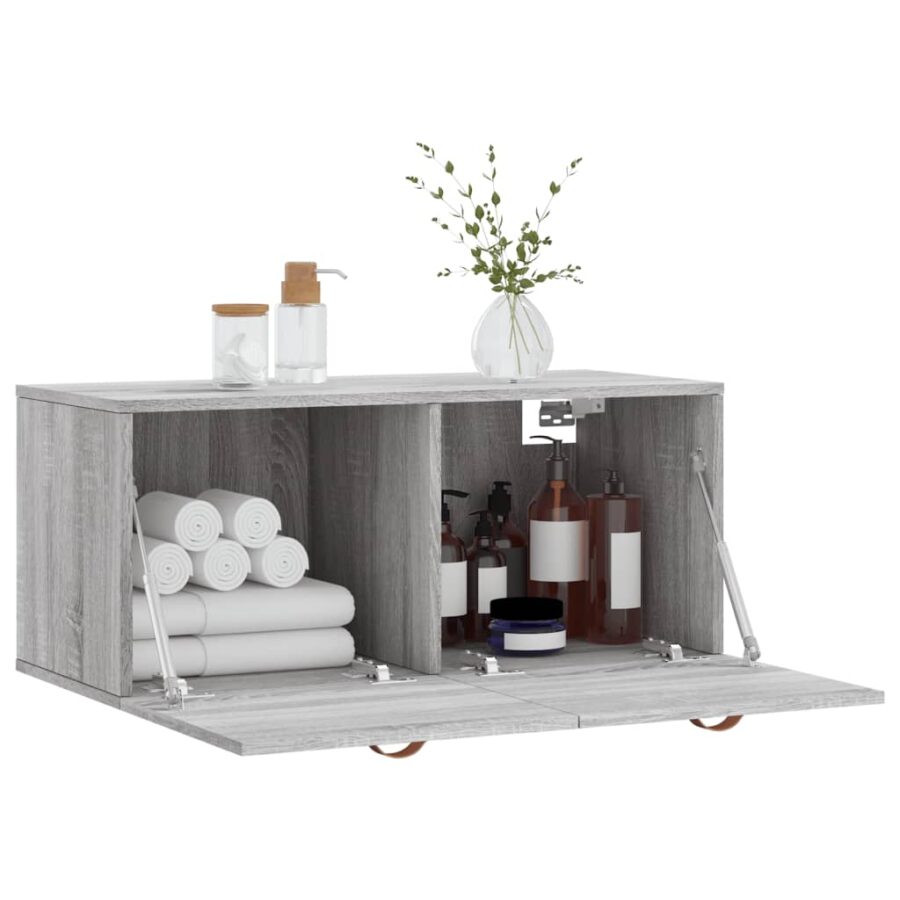 Wandkast 80x36,5x35 cm bewerkt hout grijs sonoma eikenkleurig - Afbeelding 4