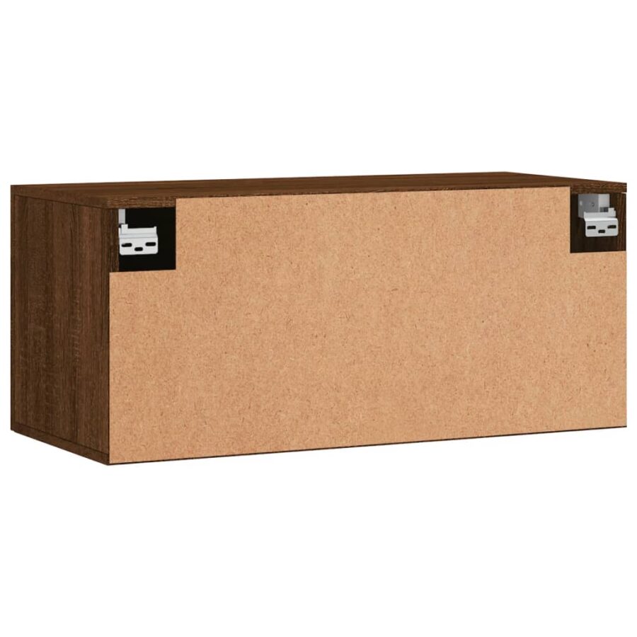 Wandkast 80x36,5x35 cm bewerkt hout bruin eikenkleur - Afbeelding 8