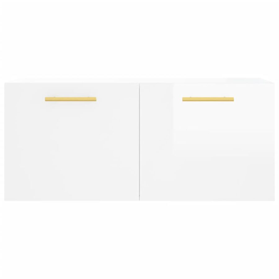 Wandkast 80x36,5x35 cm bewerkt hout hoogglans wit - Afbeelding 5