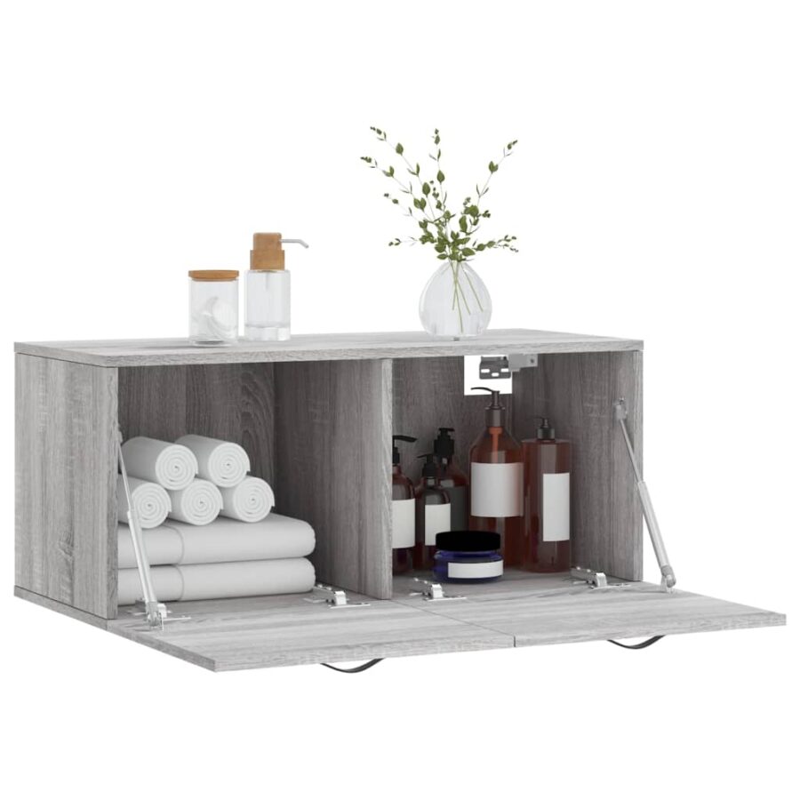Wandkast 80x36,5x35 cm bewerkt hout grijs sonoma eikenkleurig - Afbeelding 4