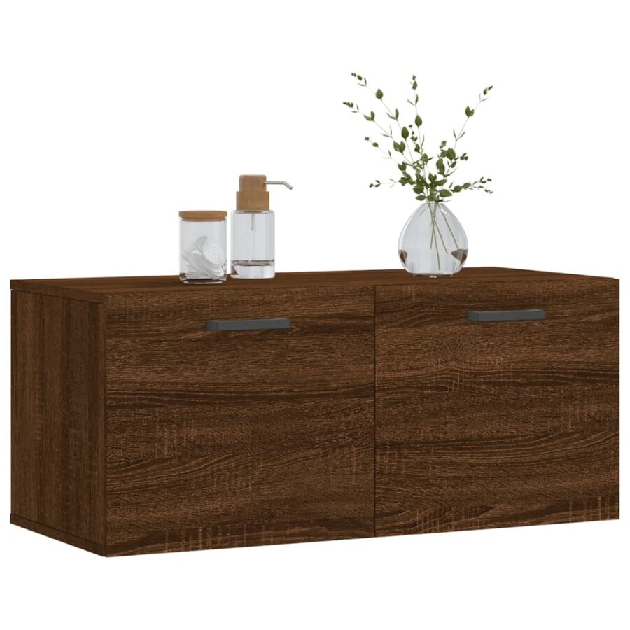 Wandkast 80x36,5x35 cm bewerkt hout bruin eikenkleur - Afbeelding 4