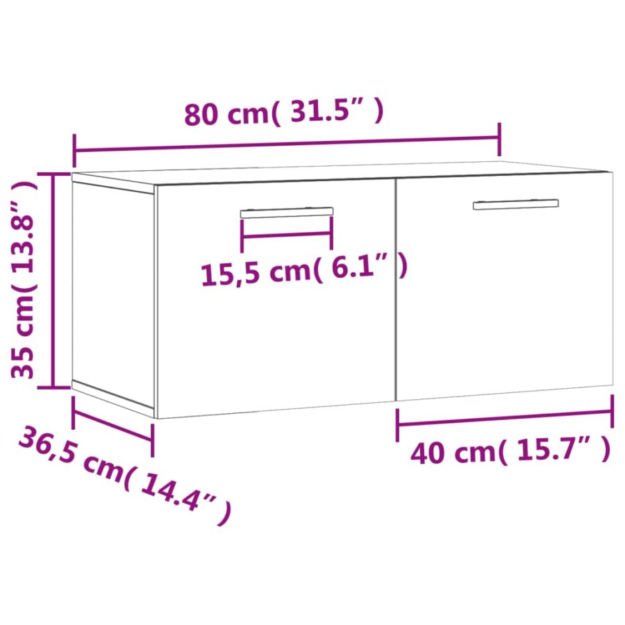 Wandkast 80x36,5x35 cm bewerkt hout betongrijs - Afbeelding 12