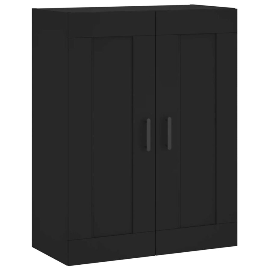 Wandkast 69,5x34x90 cm bewerkt hout zwart - Afbeelding 2