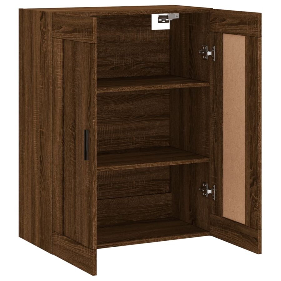 Wandkast 69,5x34x90 cm bewerkt hout bruin eikenkleur - Afbeelding 7